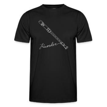 Recorder Oneline Art - Recorder Instrument - Men's Functional T-Shirt - black - Front - AI Model Male 178 dark (178cm)