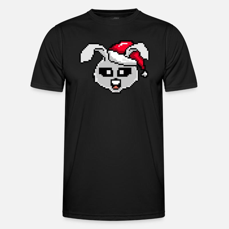 Rabbit Pixel Funny Rabbit Christmas - Men's Functional T-Shirt - black