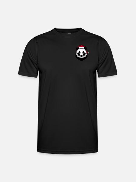 Panda Pixelated Christmas - Funny - Men's Functional T-Shirt - black