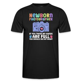 Newborn Photographer Baby Photography Saying - Men's Functional T-Shirt - black - Front - AI Model Male 178 dark (178cm)