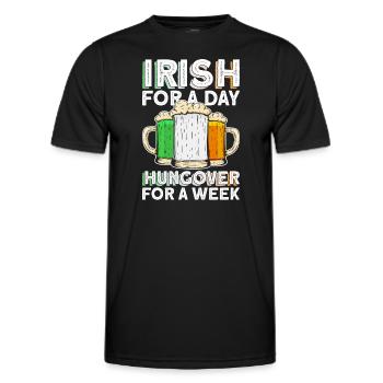 Irish For A Day Hungover For A Week - St Patrick's - Men's Functional T-Shirt - black - Front - AI Model Male 178 dark (178cm)