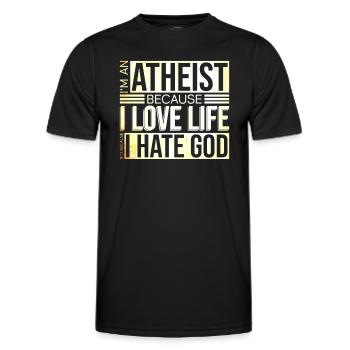 Athée, parce que la vie n’aime pas Dieu déteste l’athée - T-shirt sport Homme - noir - Devant - AI Model Male 178 dark (178cm)