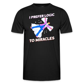Je préfère la logique aux miracles - Athée - T-shirt sport Homme - noir - Devant - AI Model Male 178 dark (178cm)