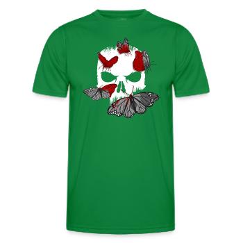 Skull Black Butterflies - Goth Gothic - Men's Functional T-Shirt - kelly green - Front - AI Model Male 178 dark (178cm)
