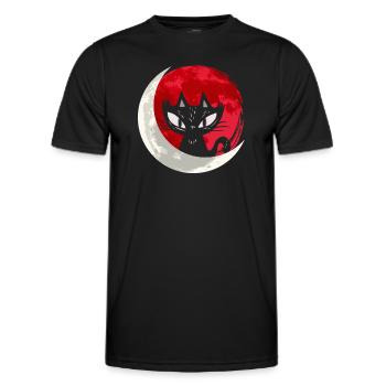 Schwarze Katze mit Mondsichel - Gothic Gothic - Männer Funktions-T-Shirt - Schwarz - Vorne - AI Model Male 178 dark (178cm)