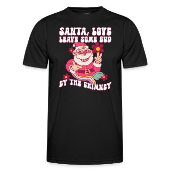 Santa, Love Leave Some Bud By The Chimney - Hippie - Men's Functional T-Shirt - black - Front - AI Model Male 178 dark (178cm)