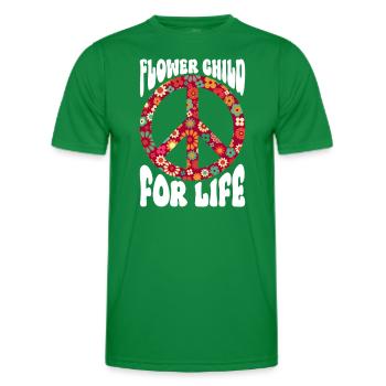 Flower Child for Life - Hippie Costume - Men's Functional T-Shirt - kelly green - Front - AI Model Male 178 dark (178cm)