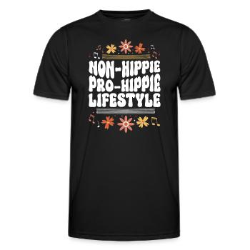 Non-Hippie - Pro-Hippie Lifestyle - Hippie - Men's Functional T-Shirt - black - Front - AI Model Male 178 dark (178cm)