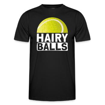 Haarige Bälle - Lustiges Tennis - Männer Funktions-T-Shirt - Schwarz - Vorne - AI Model Male 178 dark (178cm)