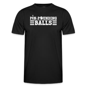 Pin-Pounding Balls - Funny Bowling - Men's Functional T-Shirt - black - Front - AI Model Male 178 dark (178cm)