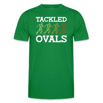 Tackled Ovals - Funny Rugby - Men's Functional T-Shirt - kelly green - Front - AI Model Male 178 dark (178cm)