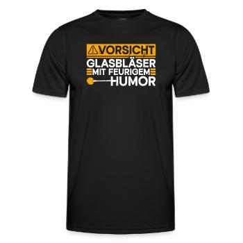 Vorsicht - Glasbläser Mit Feurigem Humor - Männer Funktions-T-Shirt - Schwarz - Vorne - AI Model Male 178 dark (178cm)