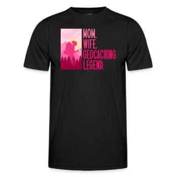 Mère. Femme. Légende du géocaching. - Géocaching - T-shirt sport Homme - noir - Devant - AI Model Male 178 dark (178cm)