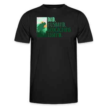 Père. Mari. Légende du géocaching. - Géocaching - T-shirt sport Homme - noir - Devant - AI Model Male 178 dark (178cm)