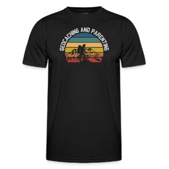 Geocaching und Kindererziehung - Geocaching - Männer Funktions-T-Shirt - Schwarz - Vorne - AI Model Male 178 dark (178cm)