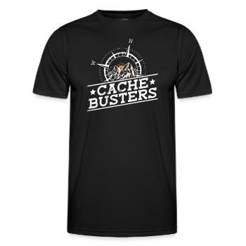 Cache Busters - Geocaching Geocacher - Männer Funktions-T-Shirt - Schwarz - Vorne - AI Model Male 178 dark (178cm)