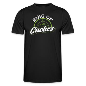 König der Caches - Geocaching Geocacher - Männer Funktions-T-Shirt - Schwarz - Vorne - AI Model Male 178 dark (178cm)