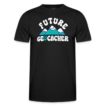 Future Geocacher - Geocaching Geocacher - Men's Functional T-Shirt - black - Front - AI Model Male 178 dark (178cm)