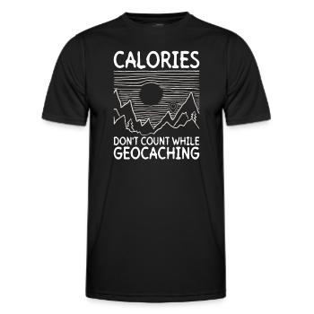 Les calories ne comptent pas dans le géocaching - Geocaching - T-shirt sport Homme - noir - Devant - AI Model Male 178 dark (178cm)