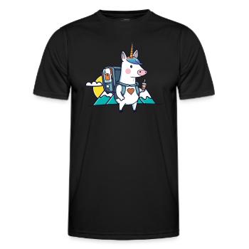 Unicorn as Geocacher - Geocaching Geocacher - Men's Functional T-Shirt - black - Front - AI Model Male 178 dark (178cm)