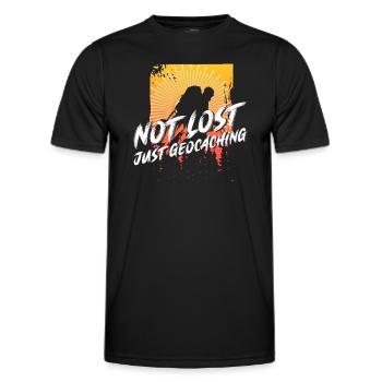 Nicht verloren - nur Geocaching - Geocaching - Männer Funktions-T-Shirt - Schwarz - Vorne - AI Model Male 178 dark (178cm)