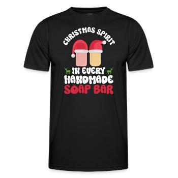 Soap making Christmas soap boiler saying - Men's Functional T-Shirt - black - Front - AI Model Male 178 dark (178cm)