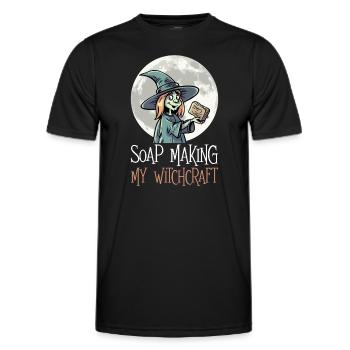 Soap making Halloween soap boiler saying - Men's Functional T-Shirt - black - Front - AI Model Male 178 dark (178cm)