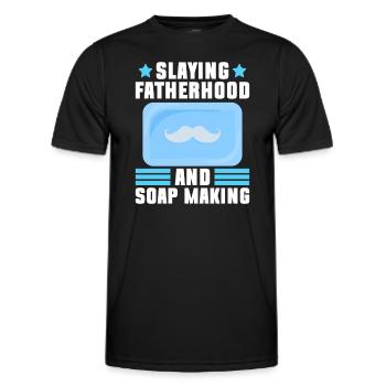 Soap making father soap boiler saying dad - Men's Functional T-Shirt - black - Front - AI Model Male 178 dark (178cm)