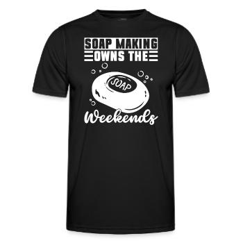 Soap making father soap boiler saying dad - Men's Functional T-Shirt - black - Front - AI Model Male 178 dark (178cm)