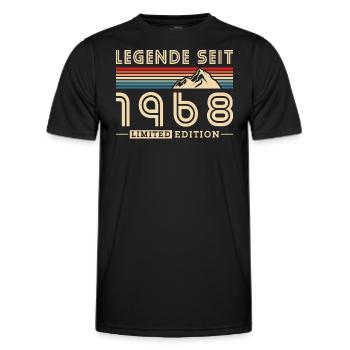 Geboren 1968 Jahrgang Berge Vintage Geburtstag - Männer Funktions-T-Shirt - Schwarz - Vorne - AI Model Male 178 dark (178cm)