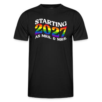 Gay Pride 2027 Hochzeit Homo-Ehe - Männer Funktions-T-Shirt - Schwarz - Vorne - AI Model Male 178 dark (178cm)