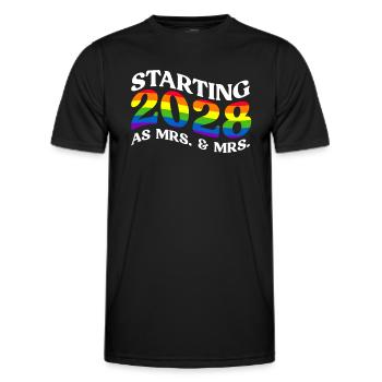 Gay Pride 2028 Hochzeit Homo-Ehe - Männer Funktions-T-Shirt - Schwarz - Vorne - AI Model Male 178 dark (178cm)