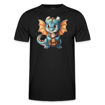 Drache Schulranzen Drache Kinder Niedlich - Männer Funktions-T-Shirt - Schwarz - Vorne - AI Model Male 178 dark (178cm)