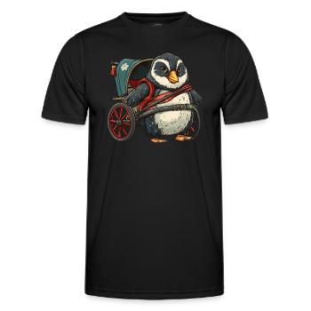 Pinguin Rikscha Japanisch Kawaii Pinguin Niedlich - Männer Funktions-T-Shirt - Schwarz - Vorne - AI Model Male 178 dark (178cm)