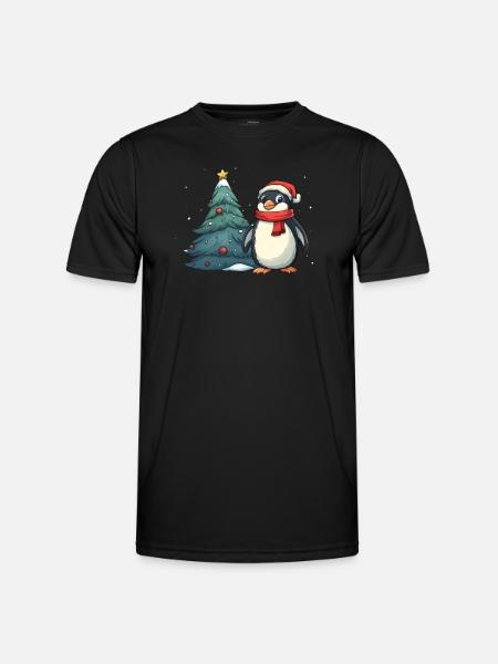 Pinguin Weihnachtsbaum Pinguin Niedlich - Männer Funktions-T-Shirt - Schwarz