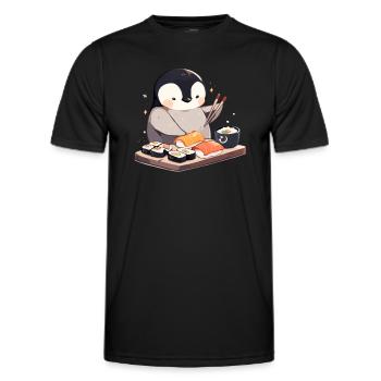 Pinguin Sushi Japanischer Pinguin Niedlich - Männer Funktions-T-Shirt - Schwarz - Vorne - AI Model Male 178 dark (178cm)