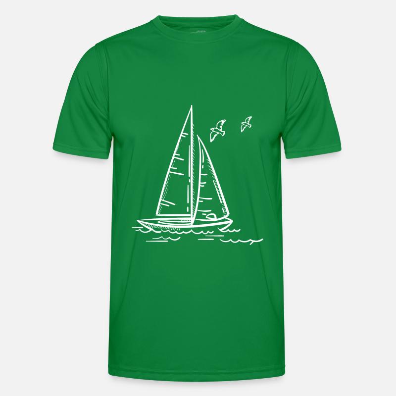 Ein schöner Segelschiff mit Möwen Segelboot Männer Funktions-T-Shirt