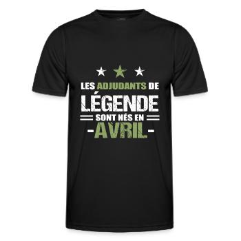 Adjudant cadeau anniversaire avril militaire - T-shirt sport Homme - noir - Devant - AI Model Male 178 dark (178cm)