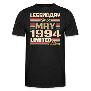 Mai 1994 Mai - Jubiläum Mai 1994 - Männer Funktions-T-Shirt - Schwarz - Vorne - AI Model Male 178 dark (178cm)