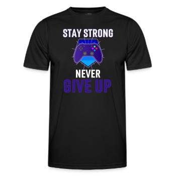 Stay Strong gamer violet - T-shirt sport Homme - noir - Devant - AI Model Male 178 dark (178cm)