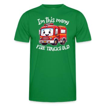 Cute Fire Truck - Im this many Firetrucks old - Men's Functional T-Shirt - kelly green - Front - AI Model Male 178 dark (178cm)