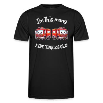 Cute Fire Truck - Im this many Firetrucks old - Men's Functional T-Shirt - black - Front - AI Model Male 178 dark (178cm)