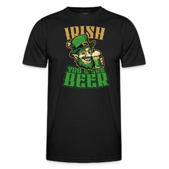 Irish you were Beer - Funny Beer drinking leprecha - Männer Funktions-T-Shirt - Schwarz - Vorne - AI Model Male 178 dark (178cm)