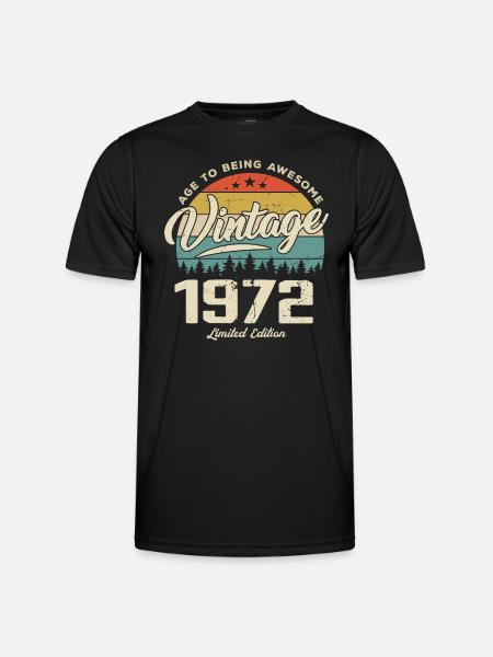 Vintage 1972 retro stil jubilæumsgave 1972 - Funktionsshirt til herrer - sort