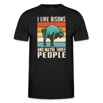 Bison Büffel Bulle Buffalo Bisons - Männer Funktions-T-Shirt - Schwarz - Vorne - AI Model Male 178 dark (178cm)