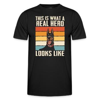 Doberman Pinscher Dog - Men's Functional T-Shirt - black - Front - AI Model Male 178 dark (178cm)