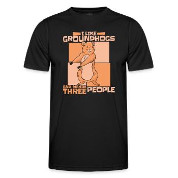 Marmot Marmots Rodent Animal Ground squirrel - Men's Functional T-Shirt - black - Front - AI Model Male 178 dark (178cm)