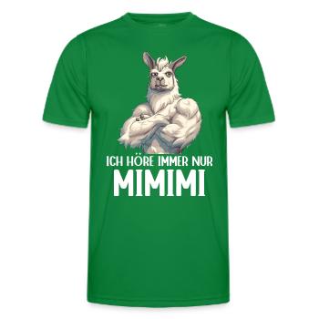 Alpaga Lama Andes Amérique du Sud J’écoute toujours Mimimi - T-shirt sport Homme - vert - Devant - AI Model Male 178 dark (178cm)