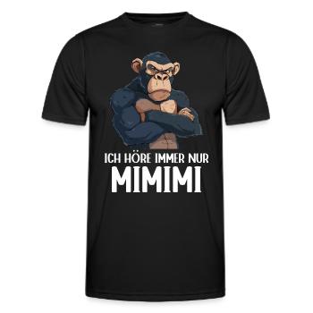 Singe Chimpanzé J’entends toujours Mimimi - T-shirt sport Homme - noir - Devant - AI Model Male 178 dark (178cm)