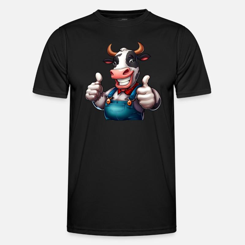 Kuh Bauernhof - Männer Funktions-T-Shirt - Schwarz